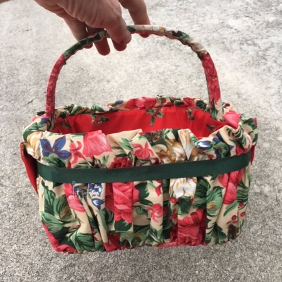 Handmade Christmas Fabric Gift Basket 9" - Picture 2 of 8